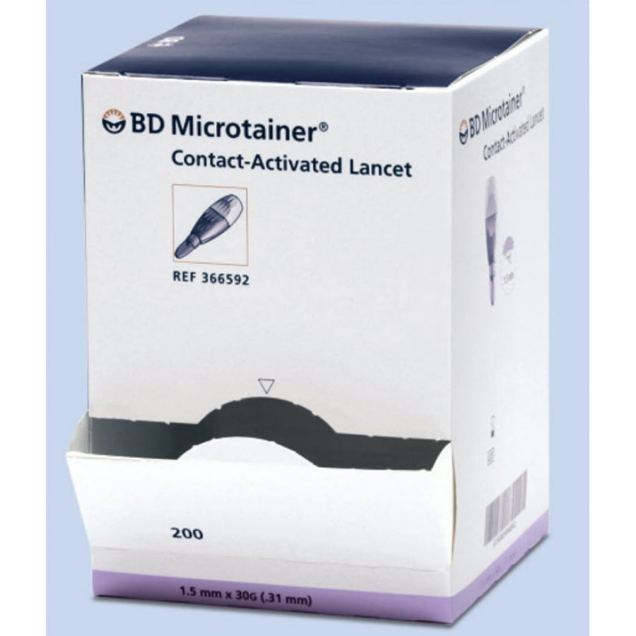 BD Microtainer Lancets ContactActivated, 21 Guage, Box of 200