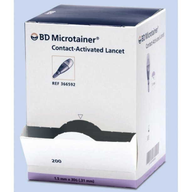 BD Microtainer Lancets ContactActivated, 21 Guage, Box of 200