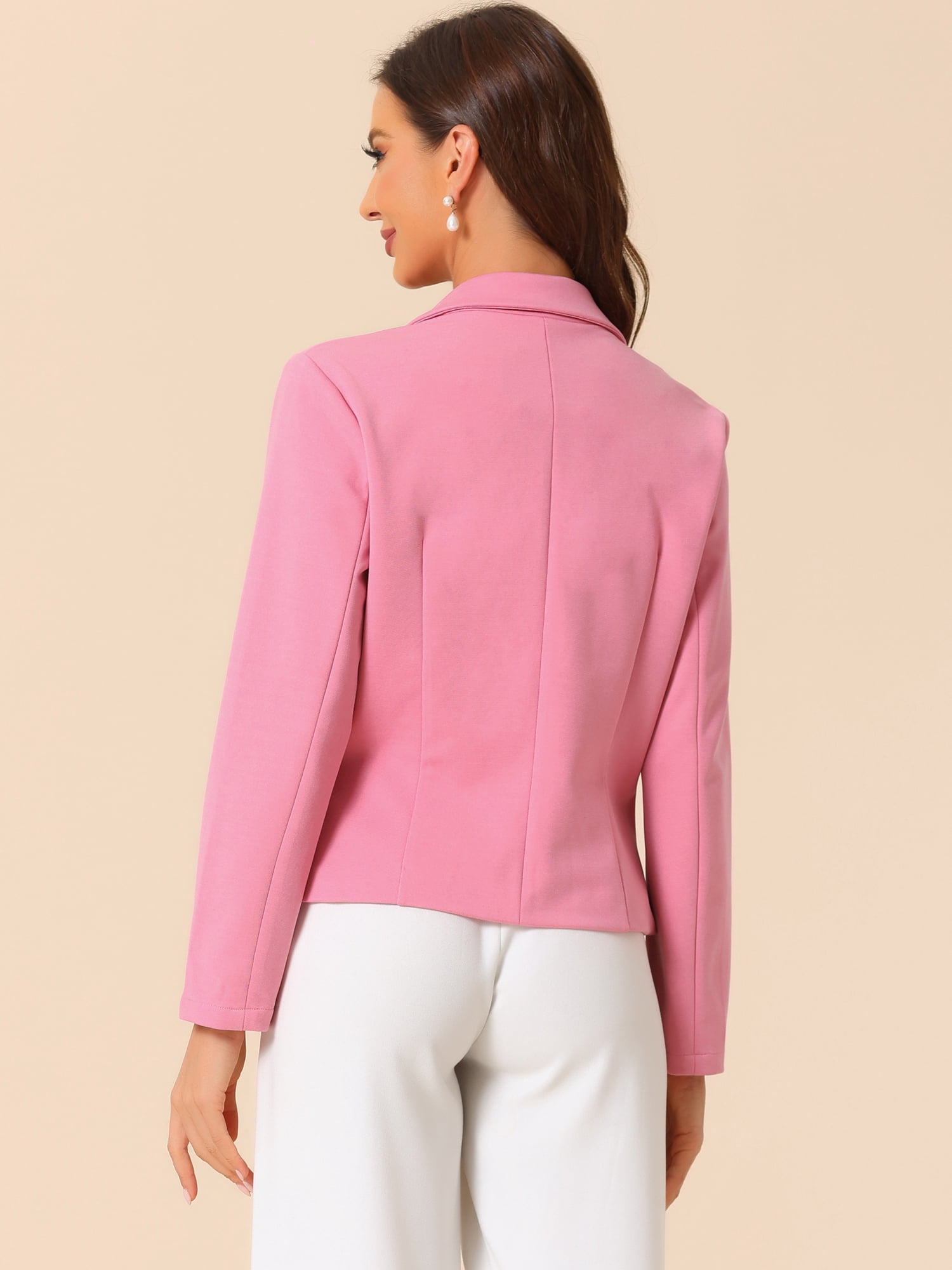 DARING DIVA Women's Business Blazer Office Open Front Dressy Suit Jackets S Dark Pink