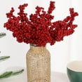 thumbnail image 3 of Christmas Artificial Berries Stem Red Holly Berry Fake Flowers Plant for Xmas Tree New Year Party Home Decor Ornament, 3 of 10