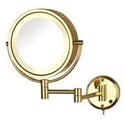 Angle View: Jerdon HL75G 8X-1X Wall Mount Lighted Mirror, Gold