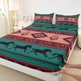 thumbnail image 3 of jejeloiu Ancient Western Tribal Bed Sheets,Retro Aztec Geometric King Sheets,Green Red Black Sheet Set For Adult,Microfiber Bedroom Decor,4-Piece, 3 of 7