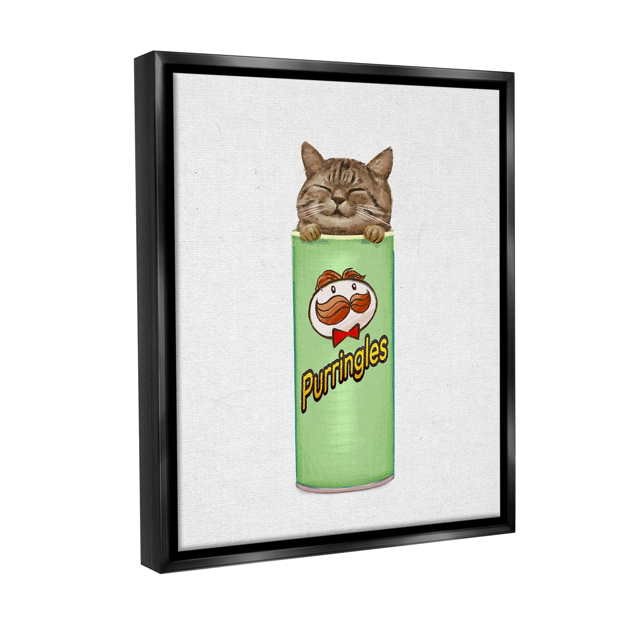 Stupell Industries Kitten in Chips Tin Animals & Insects Painting Black Floater Framed Canvas Art Print Wall Art, 25 x 31