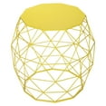 thumbnail image 3 of 18-inch Home Garden Wire Round Metal Stool, Decorative Accent Display Plant Stand, Side Table, End Table - Bohemian Chic Openwork Lattice Design, Yellow, 3 of 5
