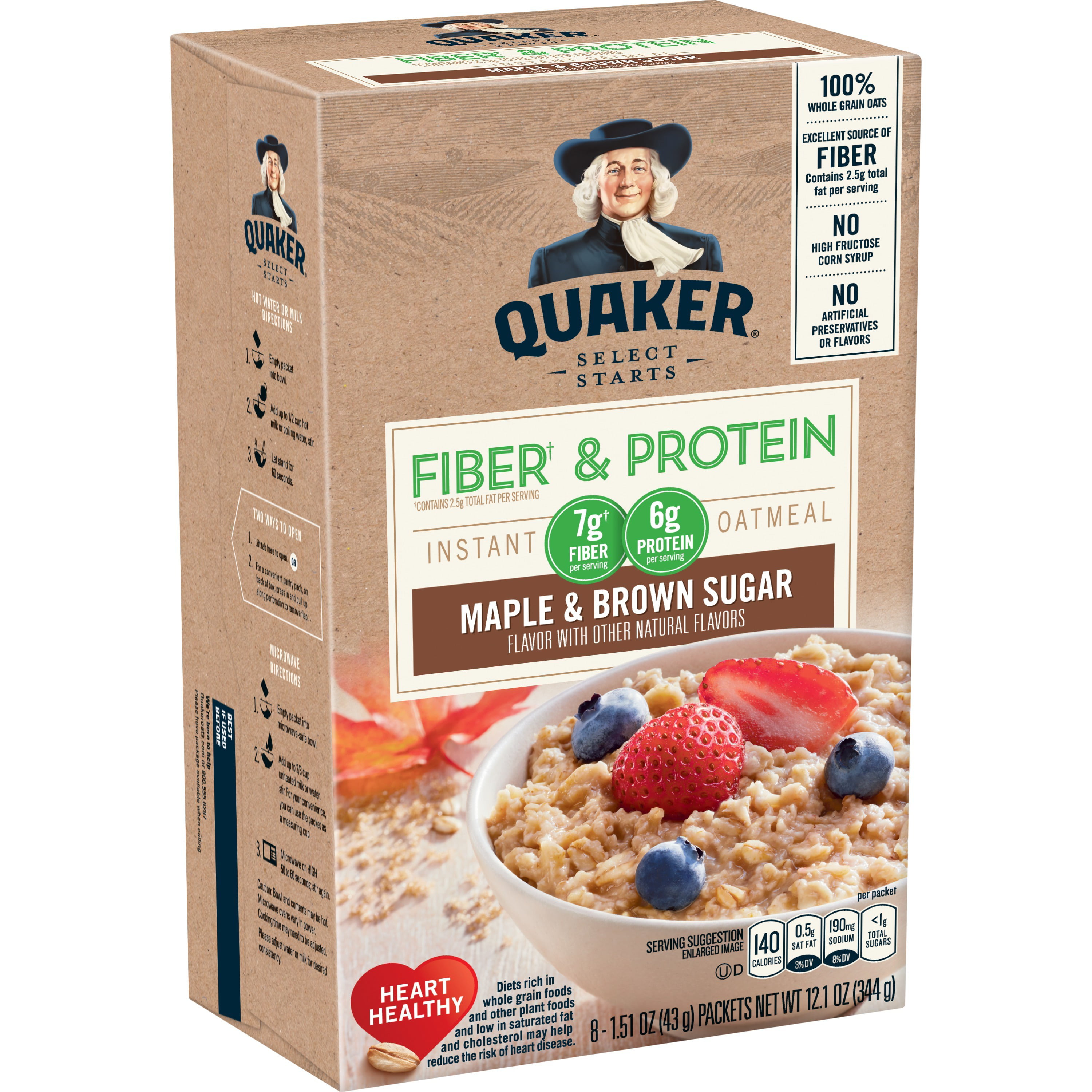 Quaker Weight Control Oatmeal, Fiber & Protein, Maple ...