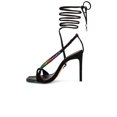 thumbnail image 5 of Schutz Vikki Crystals Black Ankle Strap Lace Up Open Toe High Heel Sandals (Black, 7), 5 of 6