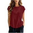 thumbnail image 6 of Horkkom Short Sleeve Tops for Women Crew Neck Solid Color Basic Tees Casual Loose T Shirts with Pocket M, 6 of 10