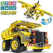 2 in 1 Stem Building Toys for Boys Age 8-12 Years Old 361 Pcs Set Builds Dump Truck or Airplane Best Birthday Gift for 7 8 9 10 11 12 Years Old Boys