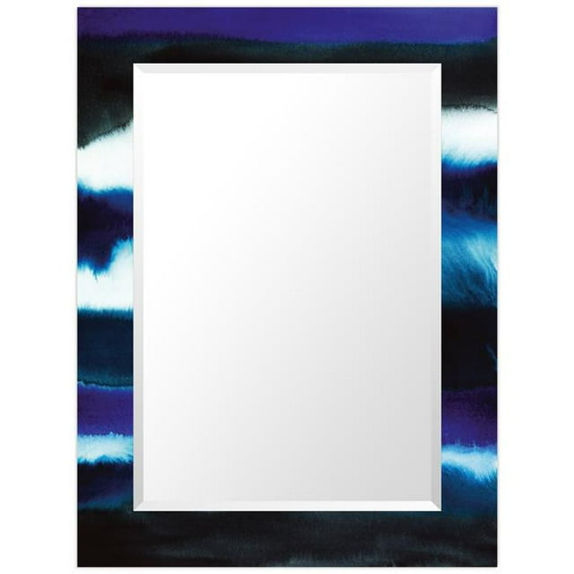 Empire Art Direct TAM-132795-4030 'Run Off'Rectangular Beveled Mirror on Free Floating Printed Tempered Art Glass