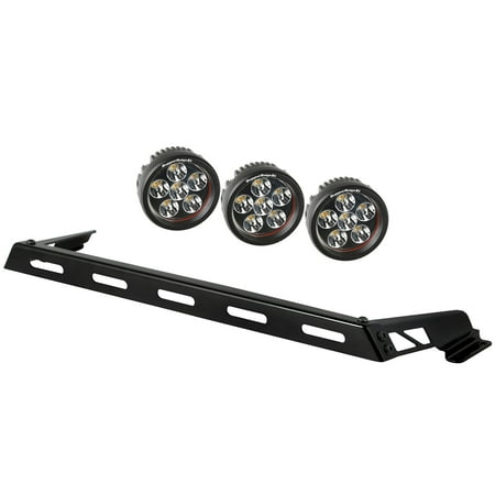 Rugged Ridge 11232.06 Light Bar Kit, Hood Mounted, 3 Round; 07-18 Jeep Wrangler JK Fits select: 2008,2015-2018 JEEP WRANGLER UNLIMITED