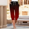 thumbnail image 2 of AJTQTH Carpi Pants Sport Pants for Women with Pockets Stylish Gradient Print Casual Joggers Drawstring Capris Red XXL, 2 of 5