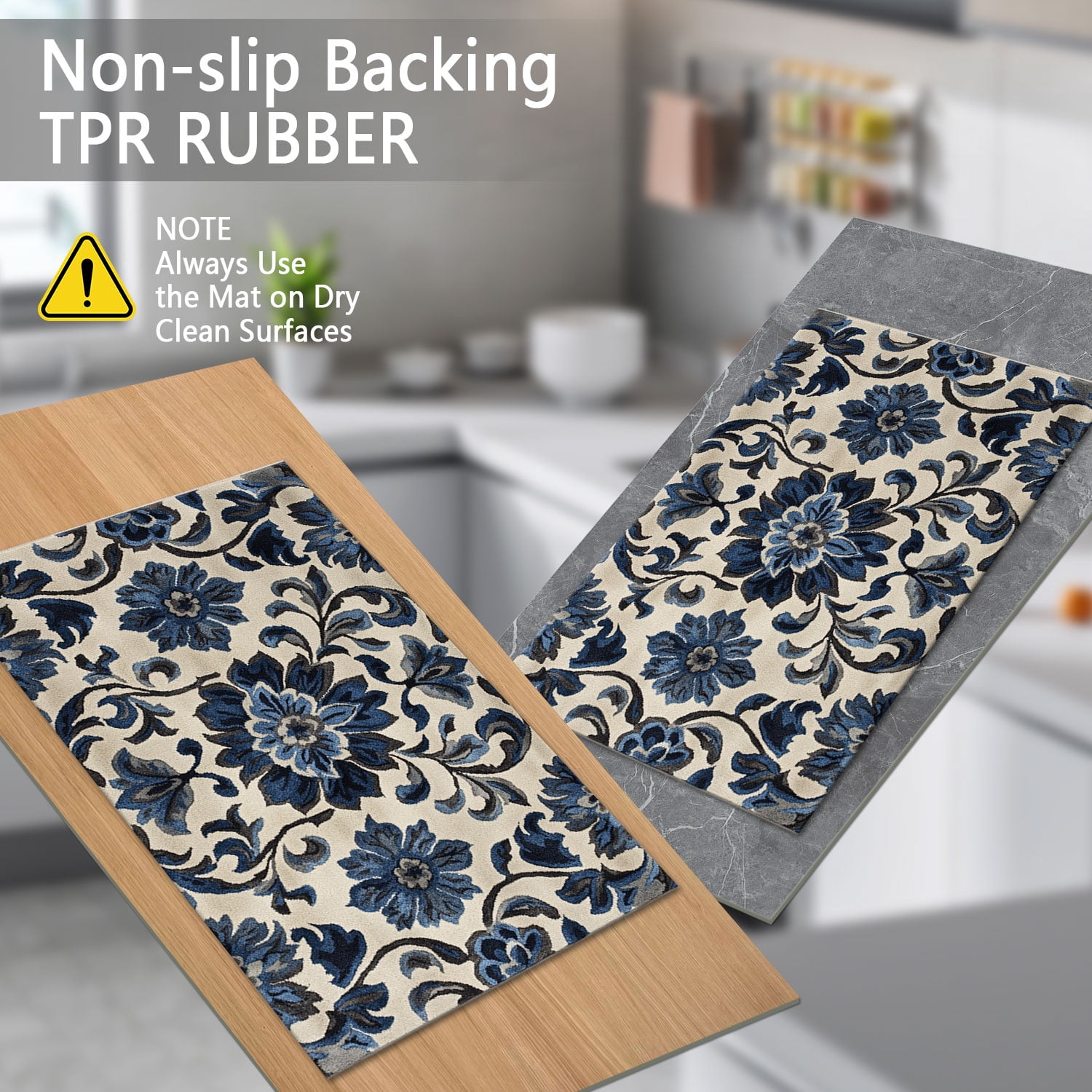 3 Piece Kitchen Rug Set, Non-Slip And Washable, Abstract Pattern Kitchen Hallway Rug, Soft And Comfortable, Suitable For Sinks, Floors, Entrances, Hallways and Bathrooms