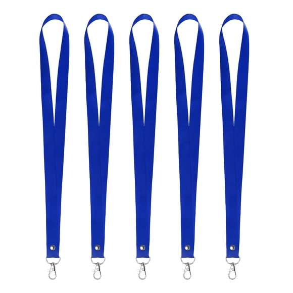 Uxcell 5-Pack Cordones para Identificaciones, Azul 0.78 in Ancho Llavero Plano con Clip de Gancho Giratorio Portador de Identificación