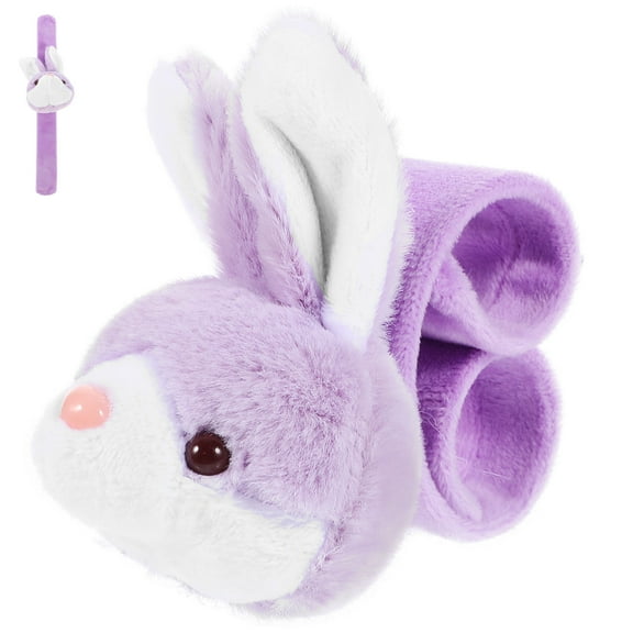 OUNONA Plush Animal Slap Bracelet Adorable Cartoon Rabbit Slap Wristband Birthday Party Favor