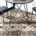 thumbnail image 3 of SAFAVIEH Veranda Dogon Geometric Indoor/Outdoor Area Rug, Creme/Brown, 6'7" x 6'7" Round, 3 of 6