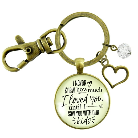 Wife Mom Gutsy Goodness Bronze Keychain I Never Knew How Much I Loved You Until Kids Gift Jewelry Heart