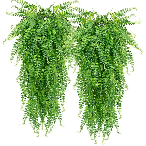 Artificial Hanging Plants Fake Plants Ferns Faux Hanging Plants for Patio Porch Outdoor Plants Decor