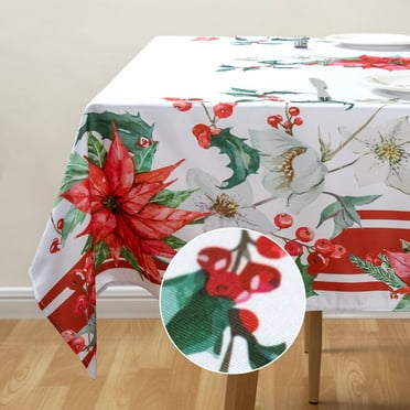 Ray Star Christmas Tablecloth Rectangle 60x84in Machine Washable Table Cloths That Does not Fade in The Wash, Thick Can not See Through Tablecloth, Polyester Table Cover
