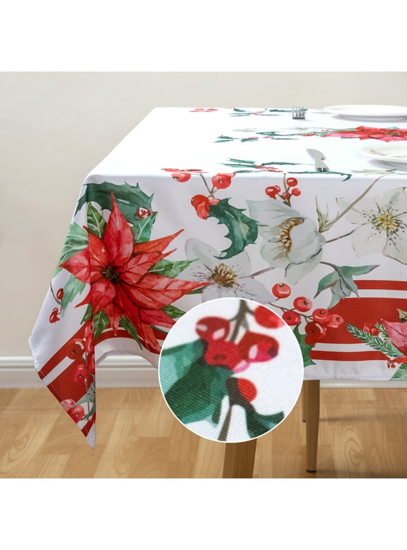 Ray Star Christmas Tablecloth Rectangle 60x84in Machine Washable Table Cloths That Does not Fade in The Wash, Thick Can not See Through Tablecloth, Polyester Table Cover