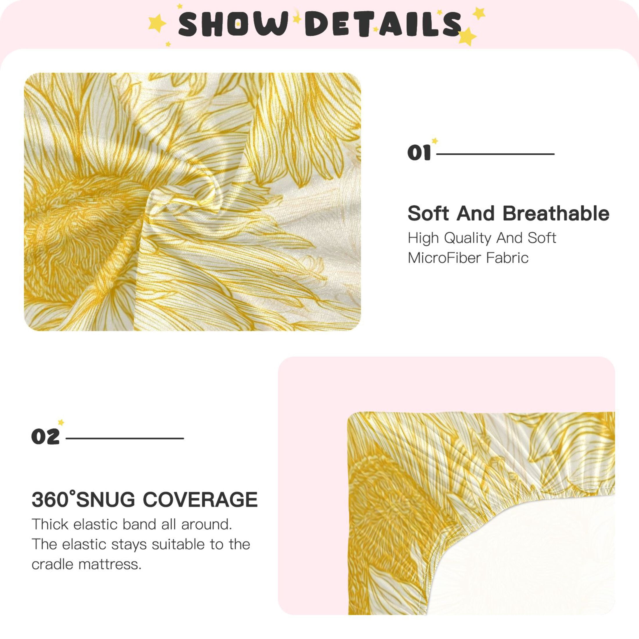 Baby Essentials 52”x 28”- Standard Cotton-like Modal Elastic- Light Yellow Line Design Crib Sheets for Newborns and Toddlers