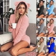 thumbnail image 2 of Pijama suave y cálido para mujer, ropa de dormir de manga larga con capucha, orejas de conejo, forro polar, talla grande 4XL, 5XL, invierno, 2023, 2 of 4
