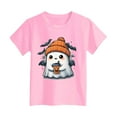 thumbnail image 5 of Staki Fall Shirts for Girls Girls Halloween T Shirt Graphic Tee Tops Kids Casual Short Sleeve Shirt(Pink,2-3 Years), 5 of 5