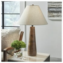 Signature Design by Ashley Danset Natural Wood Table Lamp with Fabric Shade - Honey Brown