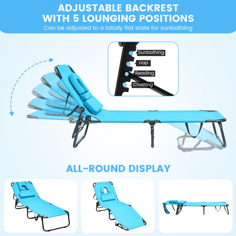 Aimee Lii Beach Chaise Lounge Chair with Face Hole and Removable Pillow, Patio Loungers, Turquoise Aimee Lii Beach Chaise Lounge Chair with Face Hole and Removable Pillow, Patio Loungers, Turquoise
