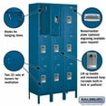 thumbnail image 4 of 12" Wide Triple Tier Standard Metal Locker - 3 Wide - 6 Feet High - 15 Inches Deep - Blue - Unassembled, 4 of 4