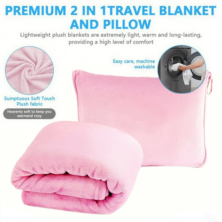 PONPRNGY Travel Pillow Blanket 2-in-1 Lightweight Compact