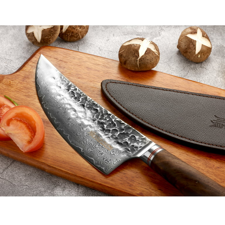 YOUSUNLONG Breaking Knives 8 inch Butcher Knife Japanese Hammered Damascus  Steel Natural Walnut Wooden Handle