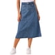 thumbnail image 1 of Faldas de mezclilla para mujer Inspire Chic, de cintura alta, en línea A, faldas de jean casuales con bolsillos, azul claro, talla S, 1 of 5