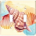 thumbnail image 2 of Metal Light Switch Wall Plate Outlet Cover (Ocean Sea Shell Conch Clam Beach Sand - Double Toggle), 2 of 2