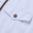 thumbnail image 6 of Casual Spring Outfits for Men 2 Piece Linen Long Sleeve Hoodie Button Down with Pocket and Matching Shorts Set Size 3XL White, 6 of 9