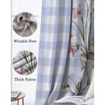 thumbnail image 3 of Spring Easter Blackout Curtains for Bedroom Living Room Darkening Curtains 90 Inch Bunny Botanical Flowers Leaves Purple Check Black Out Window Curtain Privacy Window Treatment Drapes 52"x90"x2, 3 of 9