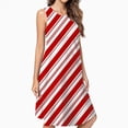 thumbnail image 2 of Red White Christmas Candy Cane Spring Summer Dresses For Women Fashion Dress Casual Sleeveless Loose Sundress With Pockets, 2 of 4
