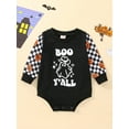 thumbnail image 2 of Baby Girl Boy Halloween Romper, Ghost Print Patchwork Crew Neck Long Sleeve Jumpsuit, 2 of 9