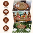 thumbnail image 7 of Orange Boho Round Tablecloth, Fitted Table Cover with Elastic for 45"-54" Round Tables, Country Vintage Ethnic Abstract Geometric Table Cloth Outdoor Indoor Dinning Party Waterproof Tablecloths, 7 of 7