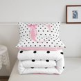 thumbnail image 5 of Manfei Bow Letter Print C Queen Comforter Set,Minimalist Geometric Polka Dot Comforter Sets Queen,Pink Reversible,3-Piece,1 Comforter and 2 Pillowcases, 5 of 7