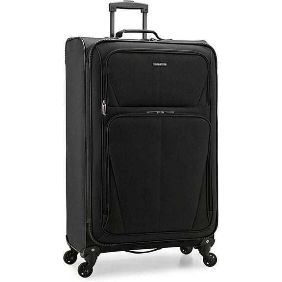 U.S. Traveler Aviron Bay Expandable Softside Luggage with Spinner Wheels, Black, 31" Checked Large