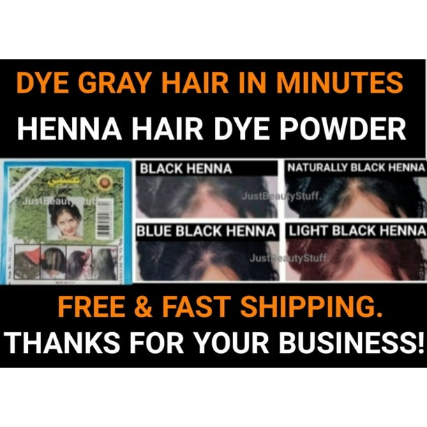 BLACK HENNA HAIR DYE POWDER-COLOR GRAY HAIR IN MINUTES-6 PACKS/10G Ech