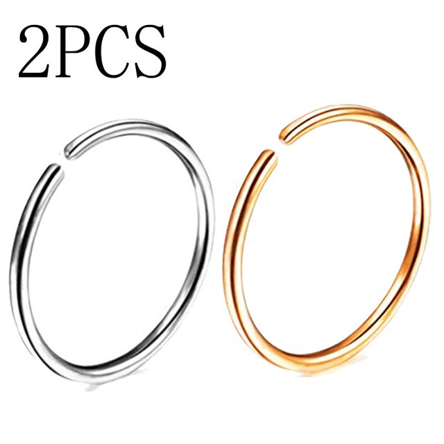 2 uds 20G 0,8mm anillo de nariz falso fino tabique helicoidal Piercing de fosa nasal Labret labio Piercing falso cartílago de titanio pendientes falsos aro Tan Jianjun unisex
