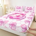 thumbnail image 4 of Erosebridal Pink Football Print Girls Queen Sheet Sets,Kawaii Bow Cute Bowtie Bed Set For Kids 4 Pieces, 4 of 6
