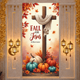 thumbnail image 4 of Decorative Cross Fall for Jesus Autumn Leaves Pumpkin Banner for Thanksgiving Church Celebration Religious Events, 4 of 9