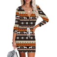 thumbnail image 2 of Vestido de sudadera con capucha estampado de manga larga con cremallera informal de Navidad para mujer a la moda Pompotops hdfakjf5715, 2 of 5