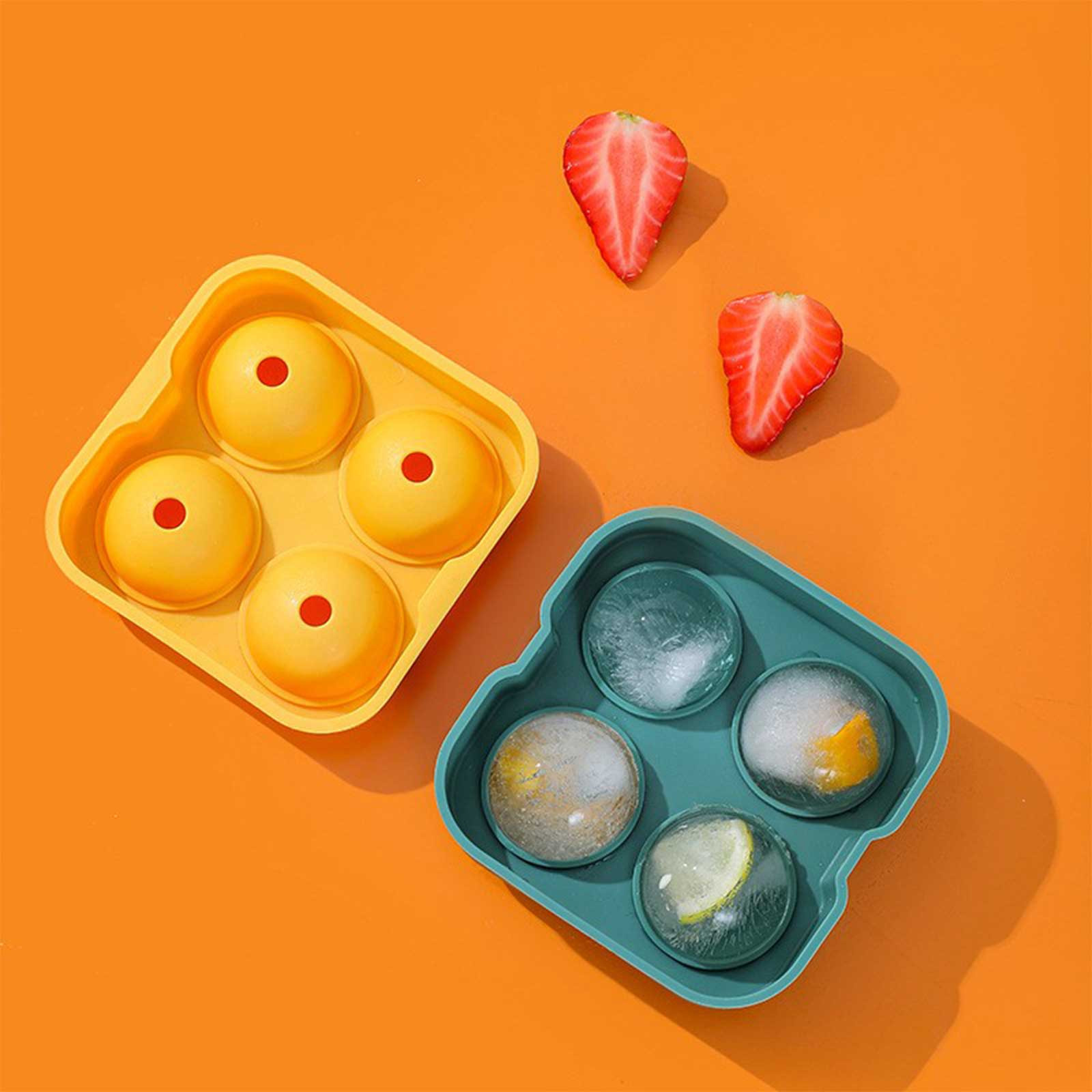 SRstrat Ice Sphere Tray Ice Sphere Maker Large Sphere Ice Mould With Lid Silicone Ice Tray With