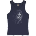thumbnail image 5 of Sugar Skull Lace Tank Top Black White Day of the Dead Gothic Beauty Monochrome Dia de Los Muertos Elegant Men's Top, 5 of 7