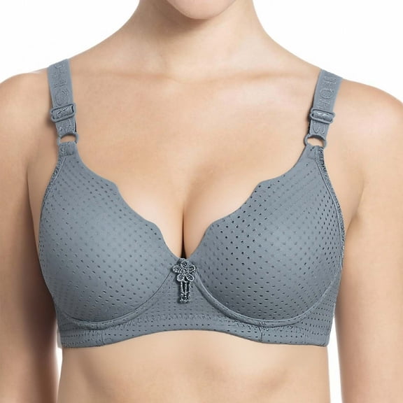Yotami Womens Everyday Bras Soft Support Bra for Outdoor Push Up Wireless Bra, 42B, Gray