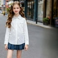 thumbnail image 6 of SUXIAN Girls Elegant Bow Tie Blouse Long Sleeve Top with Frill Detail Comfortable School Wear Dress Shirt for Toddlers and Big Kids White 15-16 Years, 6 of 6