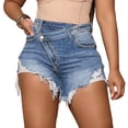thumbnail image 7 of adaychics High Rise Jean Shorts for Women Crossover Summer Denim Shorts Fashion Frayed Hems Jorts for Everyday Wear, 7 of 7